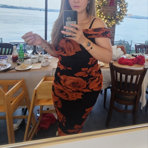 Premier Amour Floral Mesh Short Sleeve Midi Sheath Dress SIZE 10 - Picture 9 of 9